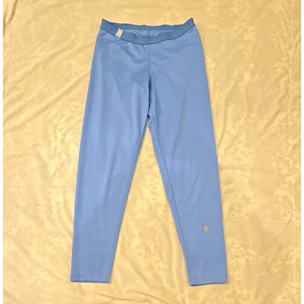 Spyder Blue Mid Rise Ankle Leggings Elastic Waist Solid Logo Size M worn once
